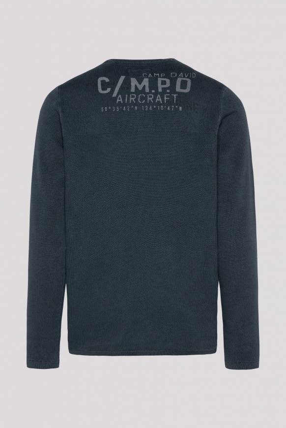 Soccx Henley-Pullover Stone Washed blue navy Auslauf
