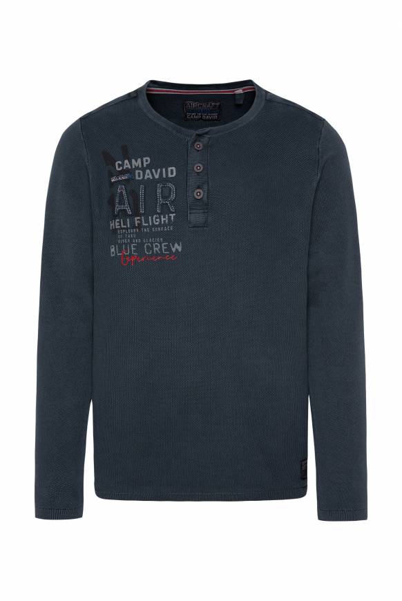 Soccx Henley-Pullover Stone Washed blue navy Auslauf