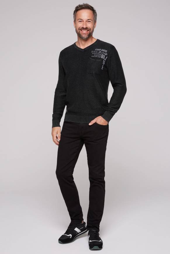 Soccx Pullover Linksstrick mit Used Look black Angebote