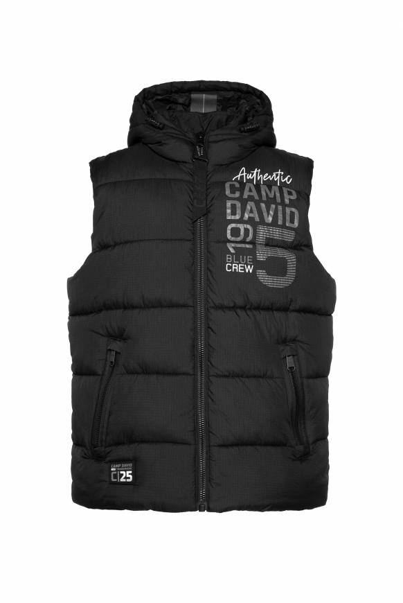 Soccx Steppweste mit Kapuze und Rücken-Print black Sonderangebot