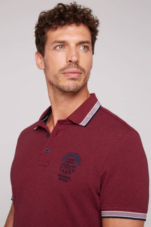 Soccx Meliertes Poloshirt mit Two-Tone-Details burgundy melange Valentinstagsangebot