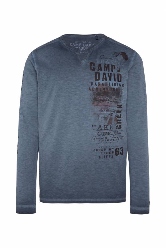 Soccx Langarmshirt mit Twill-Patches und Artworks blue navy Online Outlet