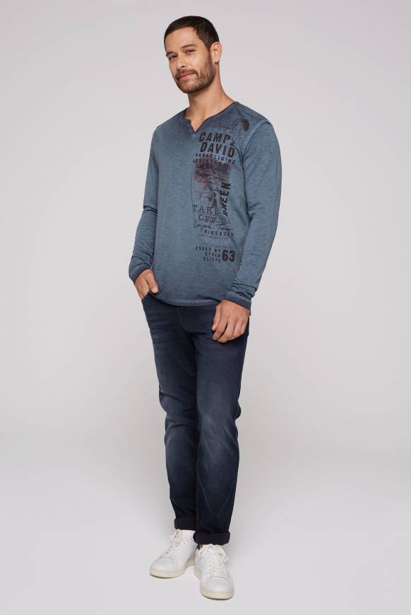 Soccx Langarmshirt mit Twill-Patches und Artworks blue navy Online Outlet