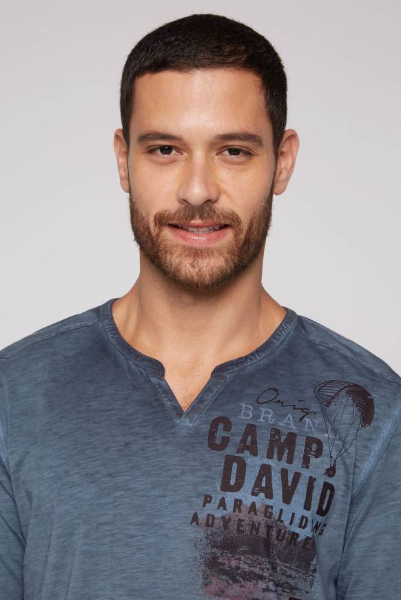 Soccx Langarmshirt mit Twill-Patches und Artworks blue navy Online Outlet