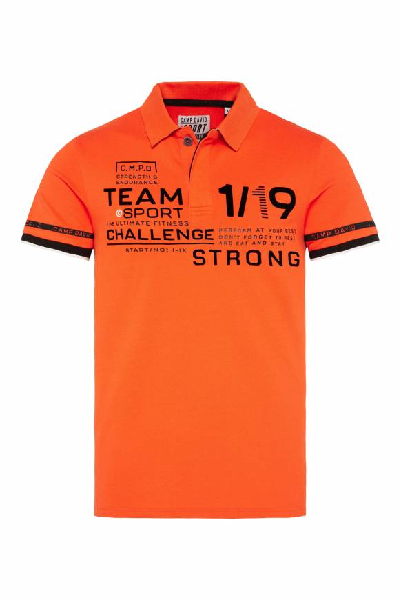 Soccx Pikee-Polo mit Flockprint signal orange Zeitlich begrenztes Angebot
