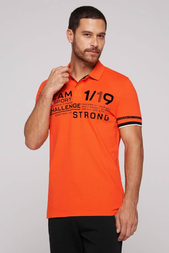 Soccx Pikee-Polo mit Flockprint signal orange Zeitlich begrenztes Angebot