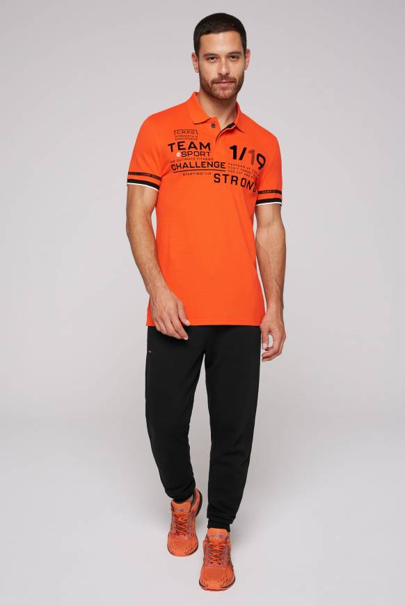 Soccx Pikee-Polo mit Flockprint signal orange Zeitlich begrenztes Angebot