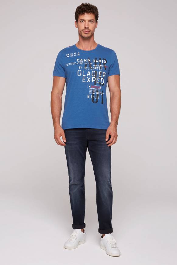 Soccx T-Shirt mit Print im Used Look strong blue Räumungsverkauf