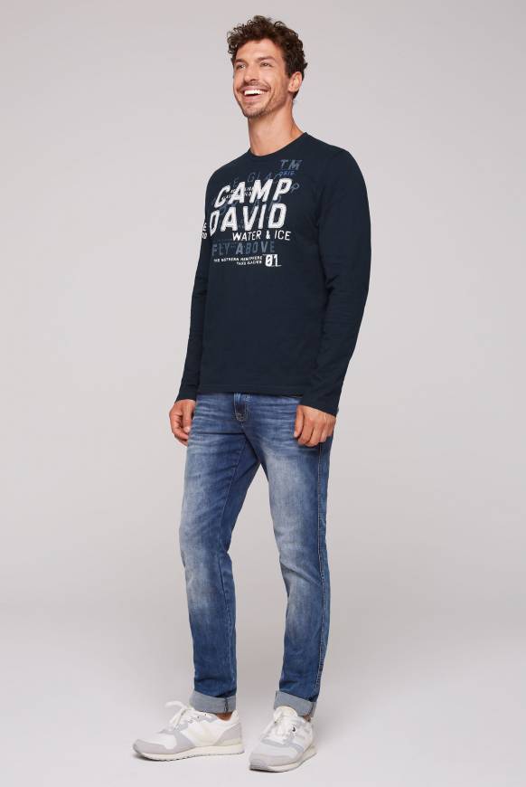 Soccx Langarmshirt mit Label-Applikationen blue navy Tägliche Deals