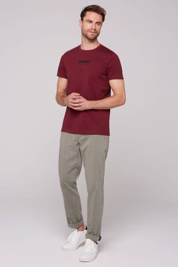 Soccx T-Shirt Rundhals mit Logo Print burgundy Riesige Ersparnisse
