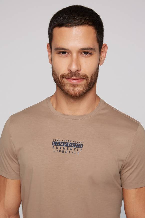Soccx T-Shirt Rundhals mit Logo Print tan Tiefpreis
