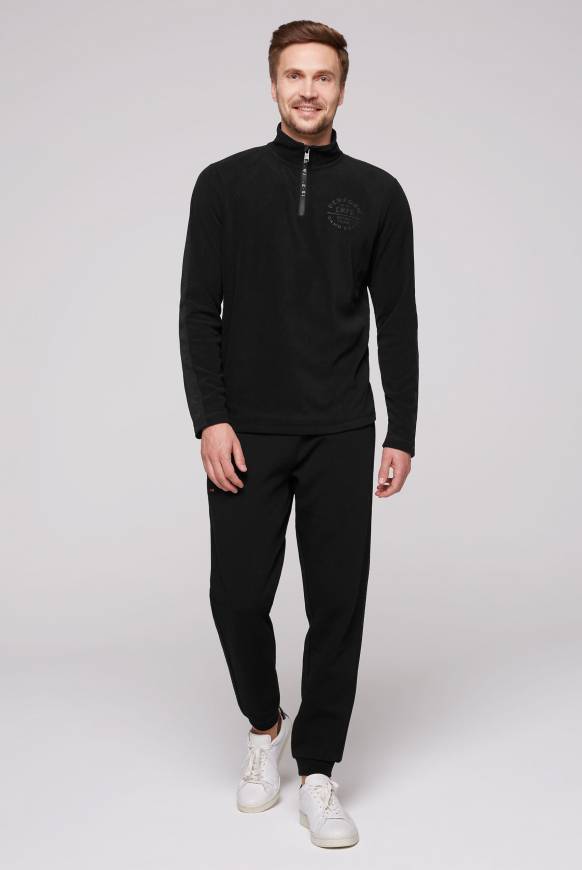 Soccx Troyer-Fleeceshirt mit Tapes und Prägedrucken black Letzte 2 Tage