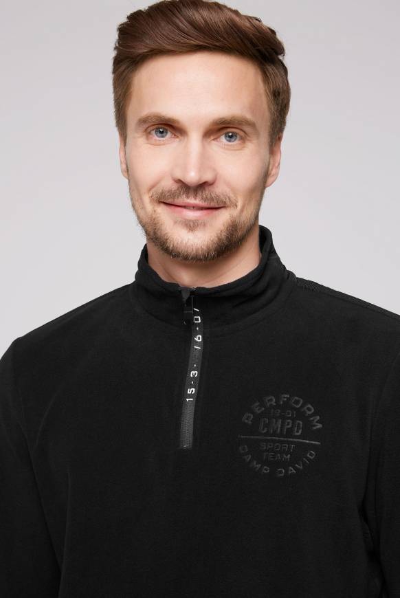Soccx Troyer-Fleeceshirt mit Tapes und Prägedrucken black Letzte 2 Tage
