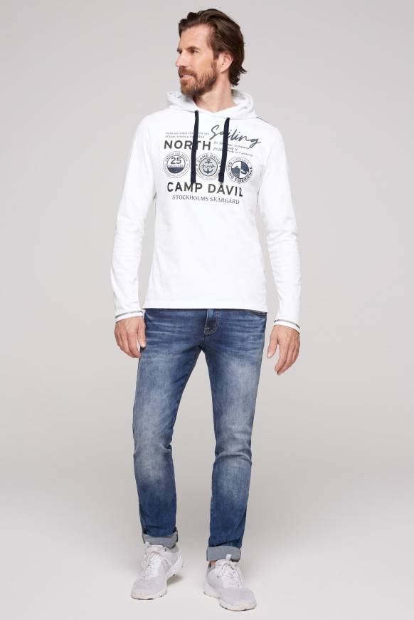 Soccx Langarmshirt mit Kapuze und Print opticwhite Bis zu 50% Rabatt