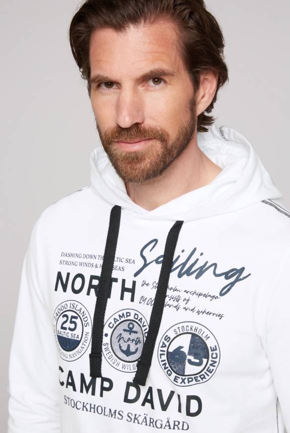 Soccx Langarmshirt mit Kapuze und Print opticwhite Bis zu 50% Rabatt