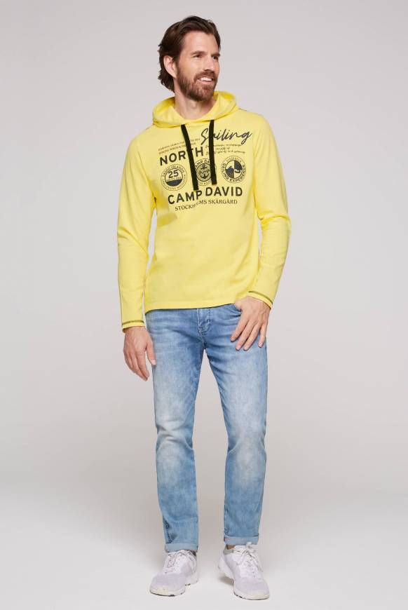 Soccx Langarmshirt mit Kapuze und Print light lime Bis zu 60% Rabatt