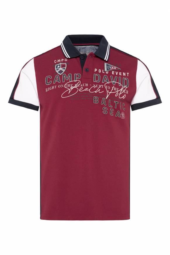 Soccx Pikee-Polo mit Color-Blocking und Artwork burgundy Bis zu 65% Rabatt