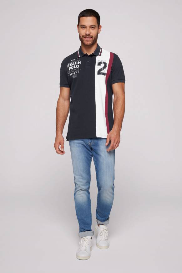 Soccx Pikee-Polo mit Color-Blocking und Artwork blue navy Nur für heute