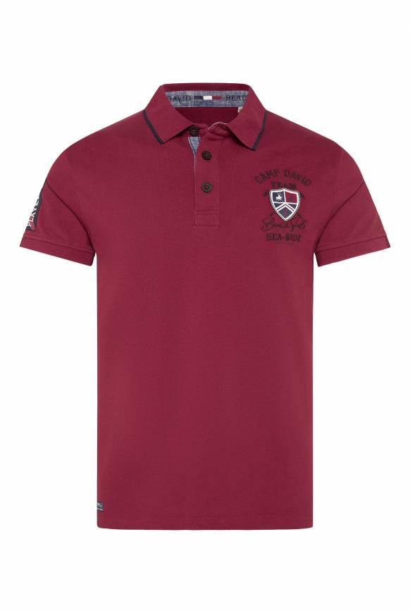 Soccx Pikee-Polo mit Label Patches und Stickereien burgundy Vierteljährliche Förderung