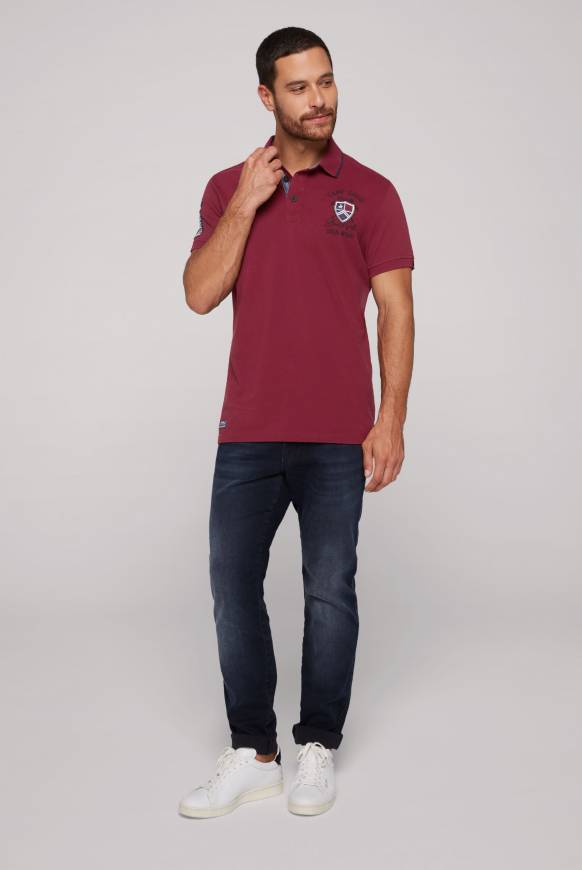 Soccx Pikee-Polo mit Label Patches und Stickereien burgundy Vierteljährliche Förderung