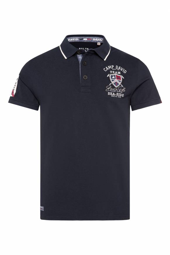 Soccx Pikee-Polo mit Label Patches und Stickereien blue navy Bis zu 55% Rabatt