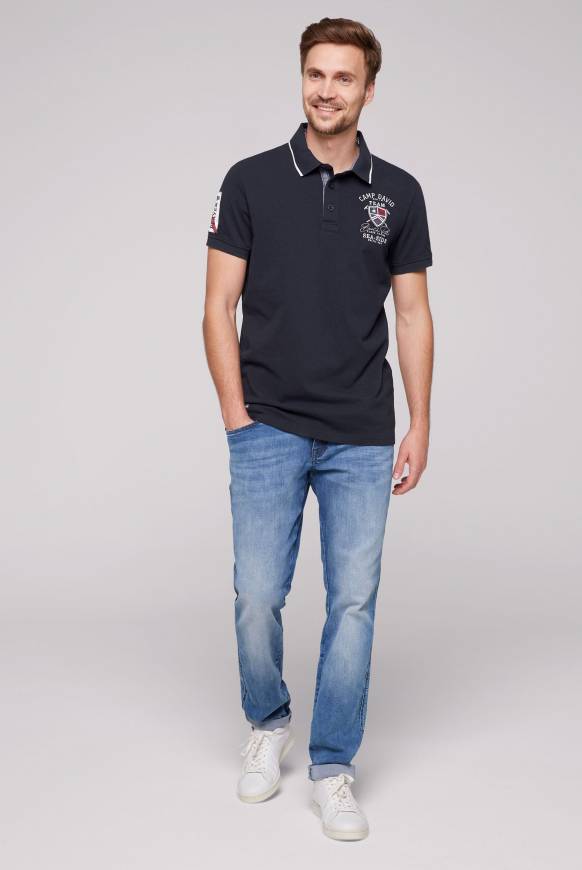 Soccx Pikee-Polo mit Label Patches und Stickereien blue navy Bis zu 55% Rabatt
