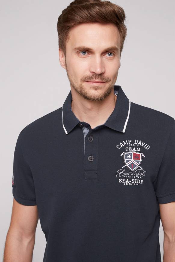 Soccx Pikee-Polo mit Label Patches und Stickereien blue navy Bis zu 55% Rabatt