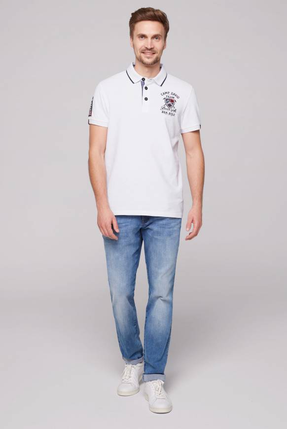 Soccx Pikee-Polo mit Label Patches und Stickereien opticwhite Discount Store für neue Produkte