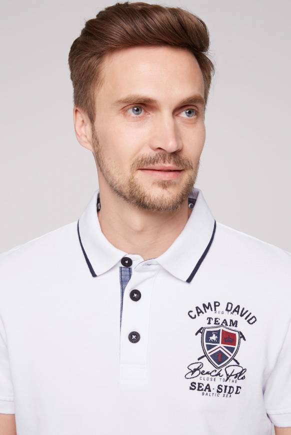 Soccx Pikee-Polo mit Label Patches und Stickereien opticwhite Discount Store für neue Produkte