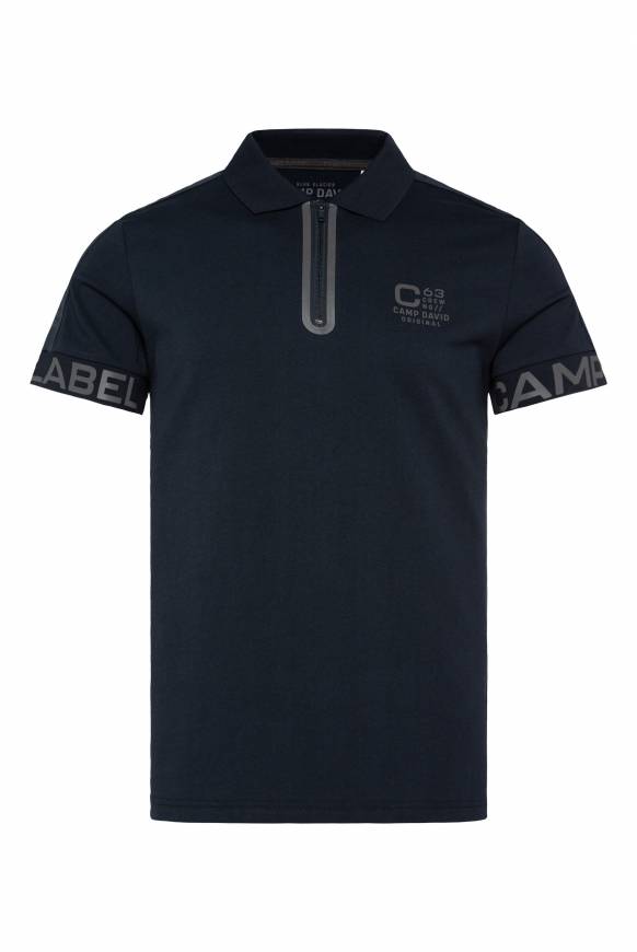 Soccx Kurzarmpolo mit Folienprints blue navy Nur noch ein Tag übrig