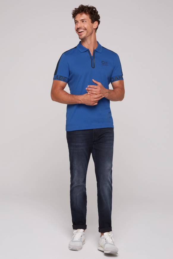 Soccx Kurzarmpolo mit Folienprints strong blue Super Rabatt