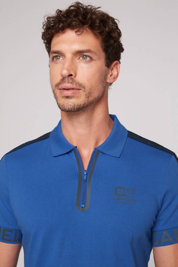 Soccx Kurzarmpolo mit Folienprints strong blue Super Rabatt