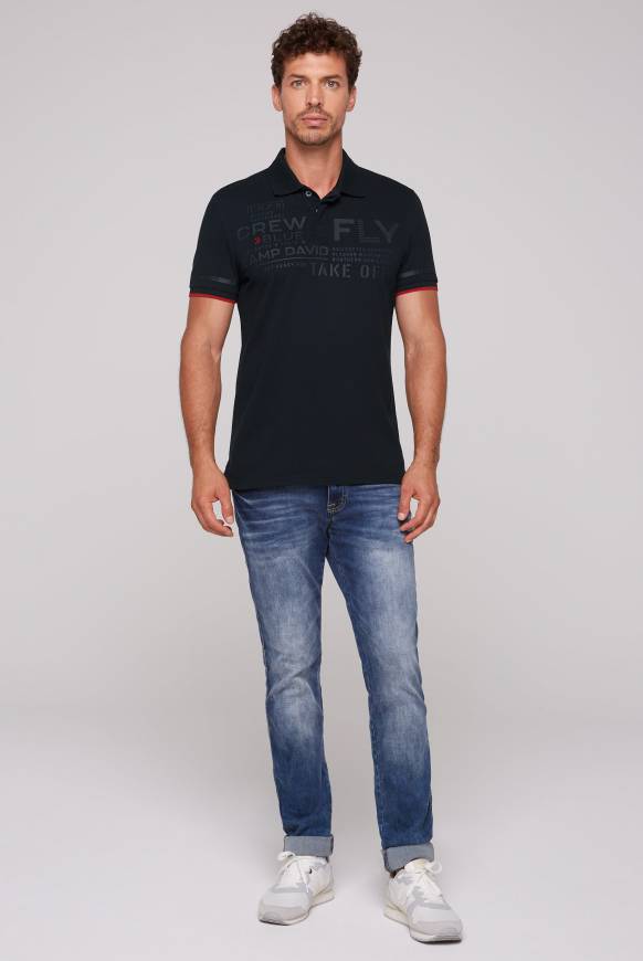 Soccx Pikee-Polo mit tonigem Rubber Artwork blue navy 50% Rabatt mit kostenlosem Versand