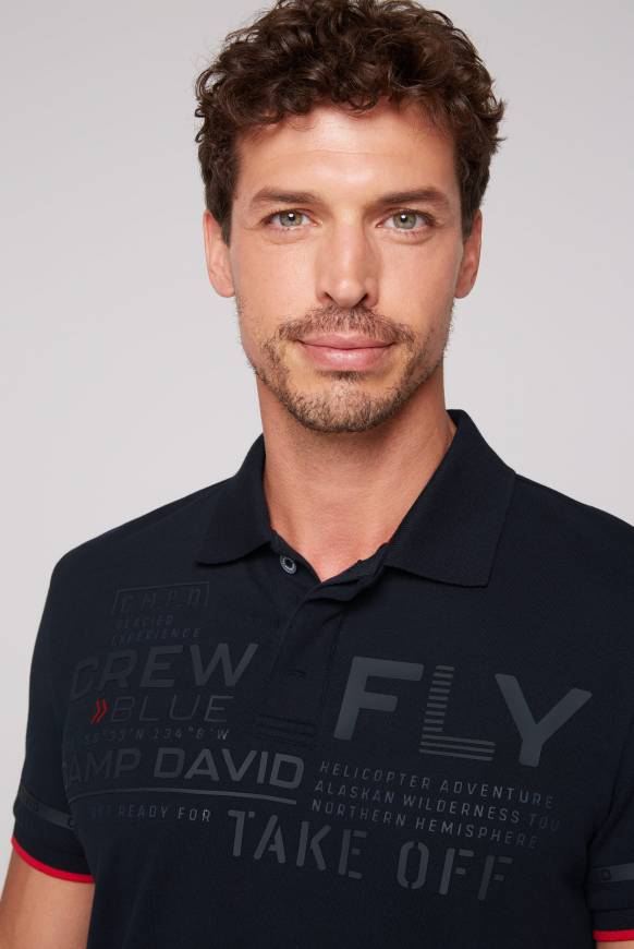 Soccx Pikee-Polo mit tonigem Rubber Artwork blue navy 50% Rabatt mit kostenlosem Versand