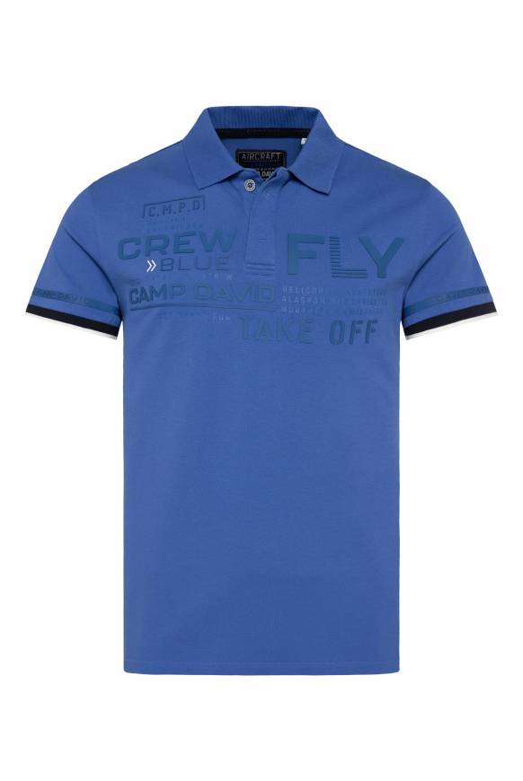 Soccx Pikee-Polo mit tonigem Rubber Artwork strong blue Clearance-Verkauf