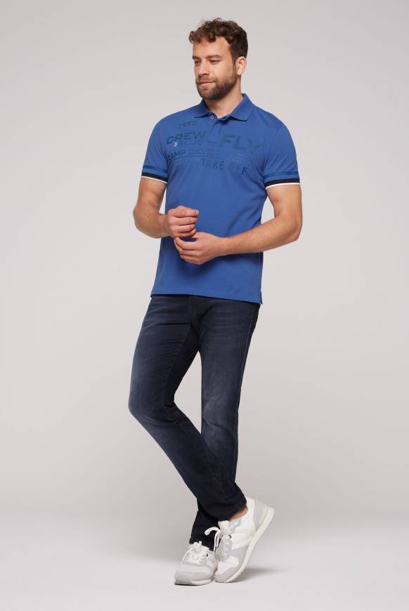 Soccx Pikee-Polo mit tonigem Rubber Artwork strong blue Clearance-Verkauf