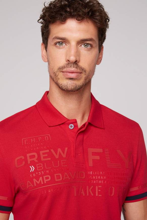 Soccx Pikee-Polo mit tonigem Rubber Artwork flight red Kostenloser Versand international
