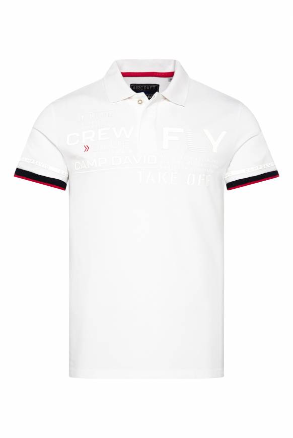 Soccx Pikee-Polo mit tonigem Rubber Artwork white Fabrikladen
