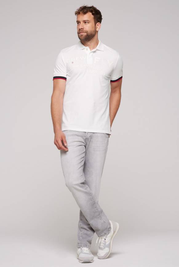 Soccx Pikee-Polo mit tonigem Rubber Artwork white Fabrikladen