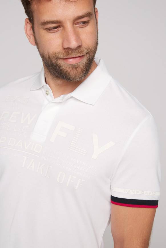 Soccx Pikee-Polo mit tonigem Rubber Artwork white Fabrikladen