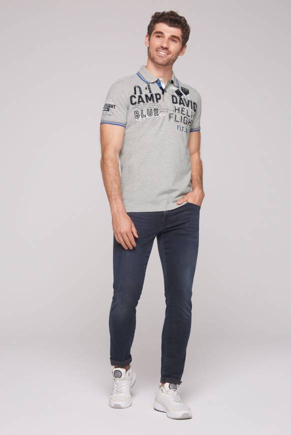 Soccx Pikee-Polo mit Label-Applikationen granite melange Begrenzt auf 3 Tage