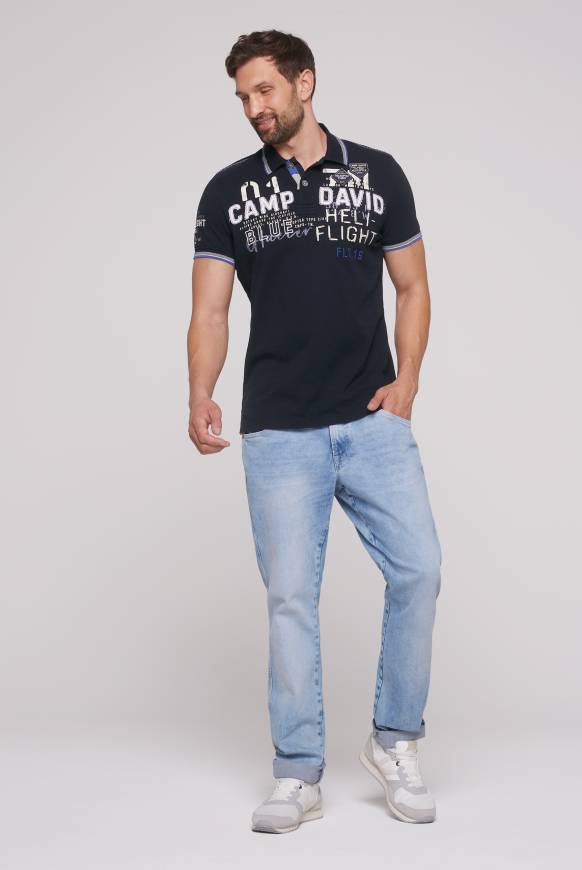 Soccx Pikee-Polo mit Label-Applikationen blue navy Speichern exportieren