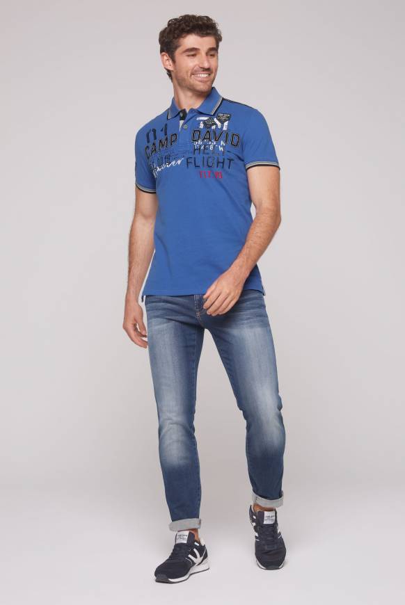 Soccx Pikee-Polo mit Label-Applikationen strong blue Black Friday Preise