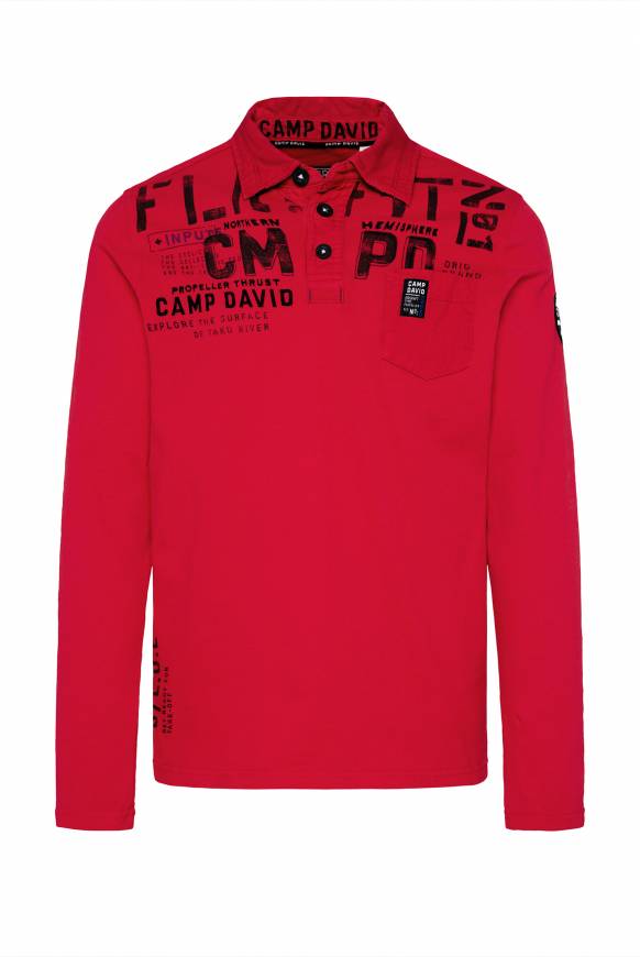 Soccx Longsleeve mit Polokragen und Artworks flight red zollfrei