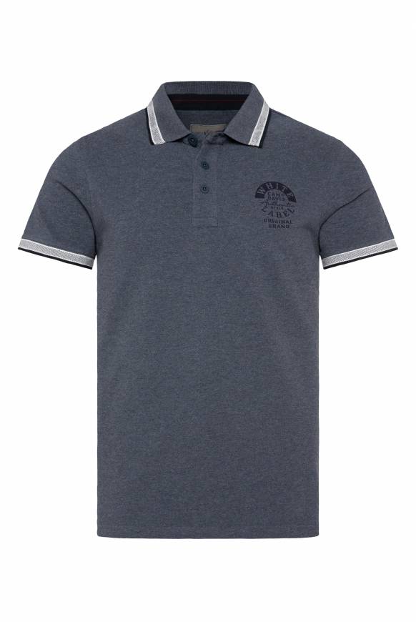 Soccx Meliertes Poloshirt mit Two-Tone-Details blue navy melange Rabatte dieses Monats