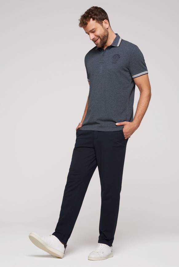 Soccx Meliertes Poloshirt mit Two-Tone-Details blue navy melange Rabatte dieses Monats
