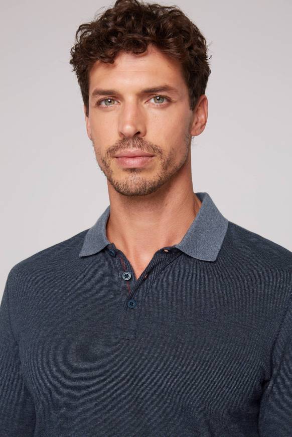 Soccx Langarmpolo mit feinem Streifen-Dessin blue navy Online