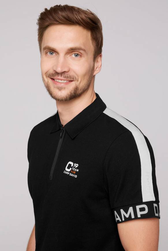 Soccx Poloshirt mit Zipper und reflektierenden Prints black Outlet
