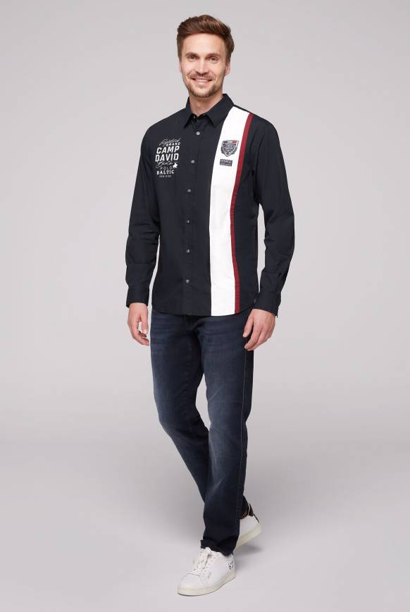 Soccx Langarmhemd mit Color-Blocking und Artworks blue navy Verkauf