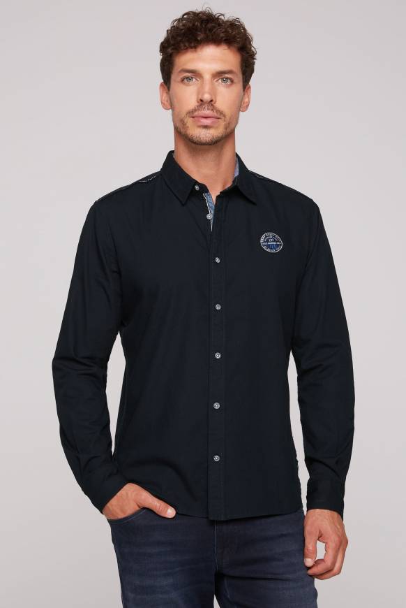 Soccx Langarmhemd mit Strukturstreifen blue navy Hotsell
